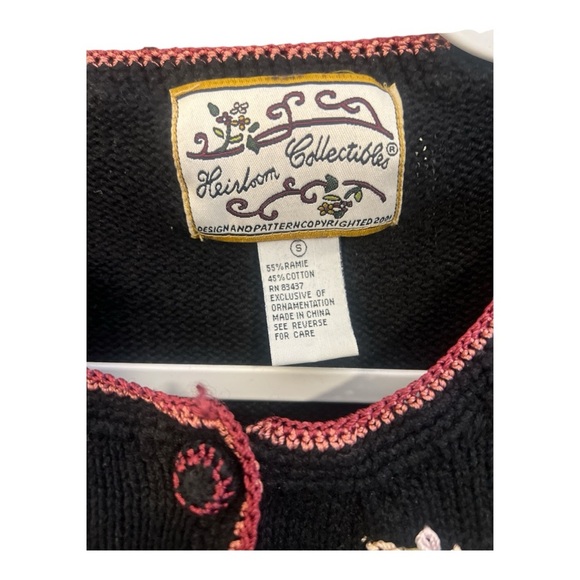 Vintage Heirloom Collectibles Floral Embroidered Cottagecore Boho Cardigan CA1 - Picture 3 of 6